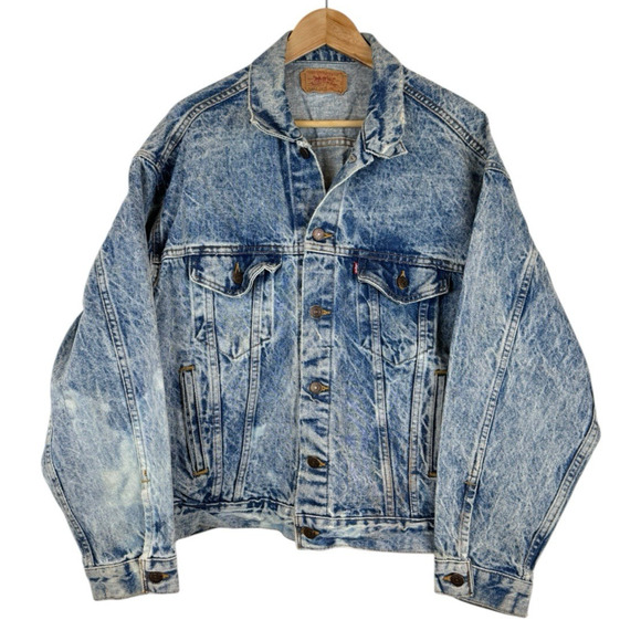 Vintage Levis Acid Wash 70507 0219 Denim Trucker Jean Jacket Mens Sz L 80's Punk - Picture 1 of 11